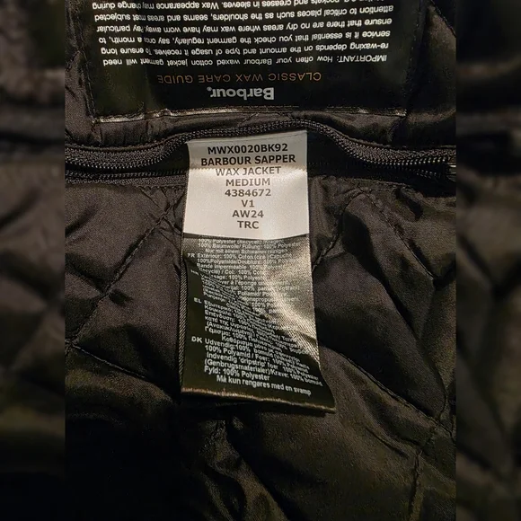 NWT! Barbour Sapper Wax Jacket Sz. Medium - Picture 5 of 6